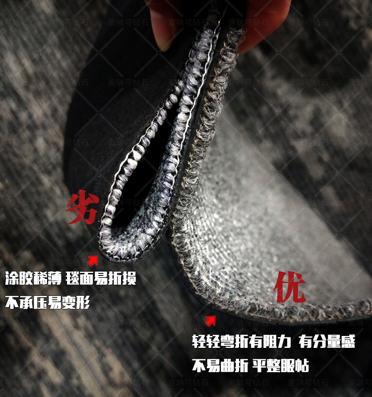 方块地毯 底背曲折对比